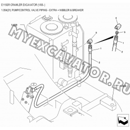 1.054(21) Гидросистема/PUMP/CONTROL VALVE PIPING - EXTRA + NIBBLER &amp; BREAKER New Holland E115SR