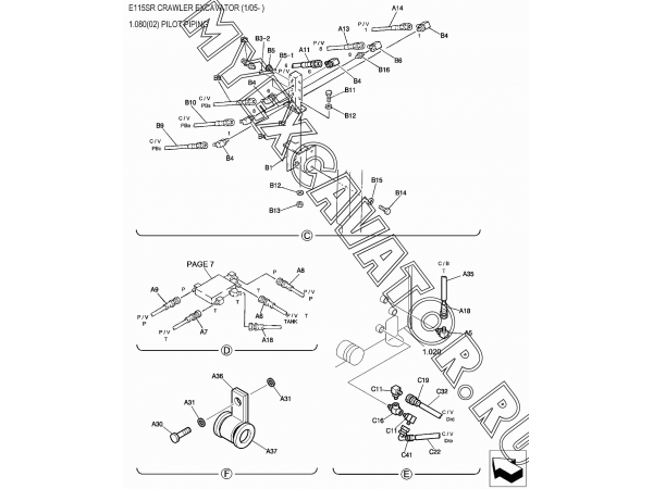 1.080(02) Трубопроводы управления/PILOT PIPING New Holland E115SR