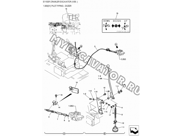 1.083(01) Трубопроводы управления/PILOT PIPING - DOZER New Holland E115SR
