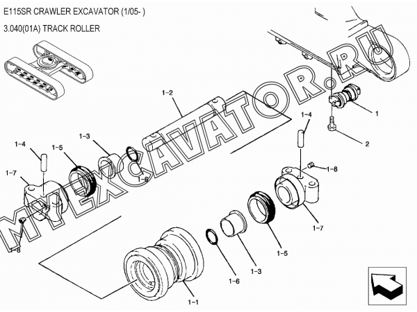3.040(01A) Каток/TRACK ROLLER New Holland E115SR