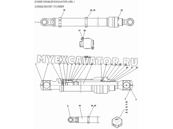 Гидроцилиндр ковша/BUCKET CYLINDER New Holland E135SR
