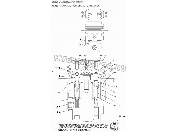 Клапан управляющий/PILOT VALVE - COMPONENTS - OFFSET BOOM New Holland E135SR