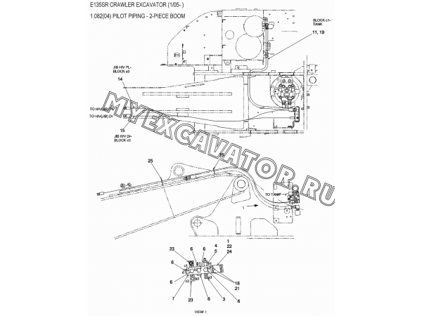 Трубопроводы управления/PILOT PIPING - 2-PIECE BOOM New Holland E135SR