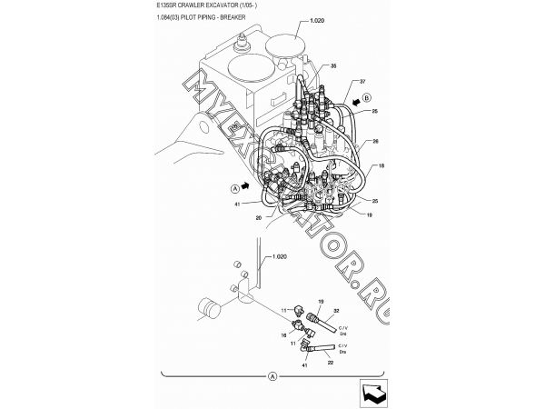 Трубопроводы управления/PILOT PIPING - BREAKER New Holland E135SR