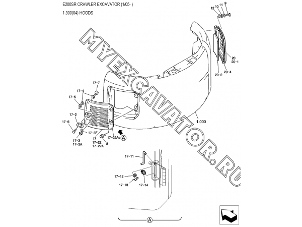 1.300(04) Кожухи защитные/HOODS New Holland E200SR