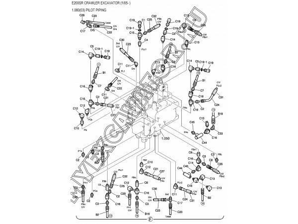 1.080(03) Трубопроводы управления/PILOT PIPING New Holland E200SR