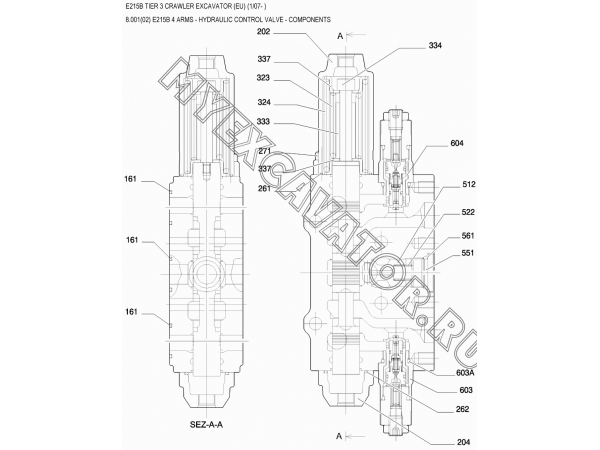 Гидрораспределитель/E215B 4 ARMS - HYDRAULIC CONTROL VALVE - COMPONENTS New Holland E215