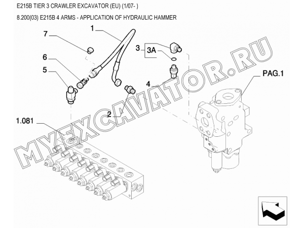 Гидросистема для гидромолота/E215B 4 ARMS - APPLICATION OF HYDRAULIC HAMMER New Holland E215