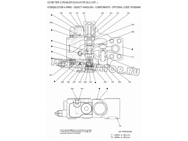 Гидросистема/E215B 4 ARMS - OBJECT HANDLING - COMPONENTS - OPTIONAL CODE 781583648 New Holland E215