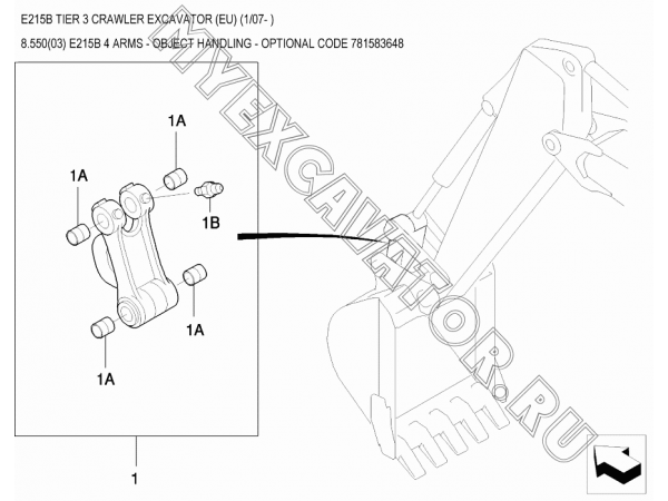 Гидросистема/E215B 4 ARMS - OBJECT HANDLING - OPTIONAL CODE 781583648 New Holland E215