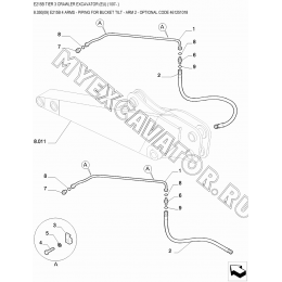 Гидросистема/E215B 4 ARMS - PIPING FOR BUCKET TILT - ARM 2 - OPTIONAL CODE 461251018 New Holland E215