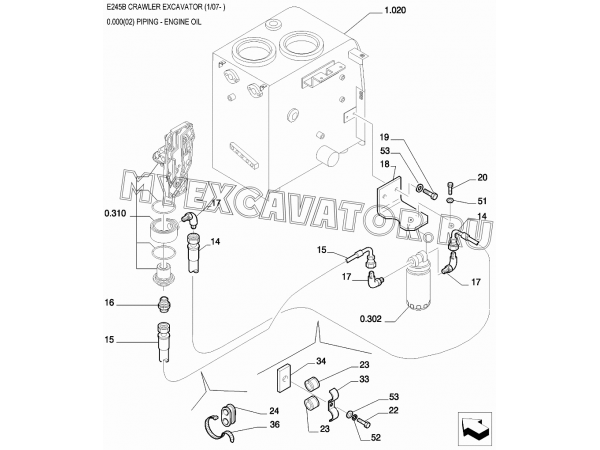 Трубопроводы масляные/PIPING - ENGINE OIL New Holland E245B