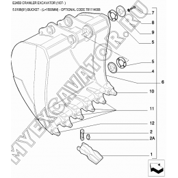 Ковш/BUCKET - (L=1500MM) - OPTIONAL CODE 781114008 New Holland E245B