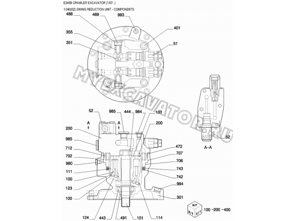 Механизм поворота/SWING REDUCTION UNIT - COMPONENTS New Holland E245B