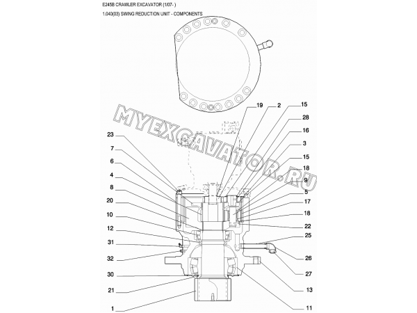 Механизм поворота/SWING REDUCTION UNIT - COMPONENTS New Holland E245B