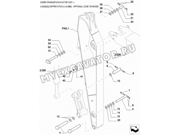 Рукоять/DIPPER STICK (L=2.08M) - OPTIONAL CODE 781491058 New Holland E245B