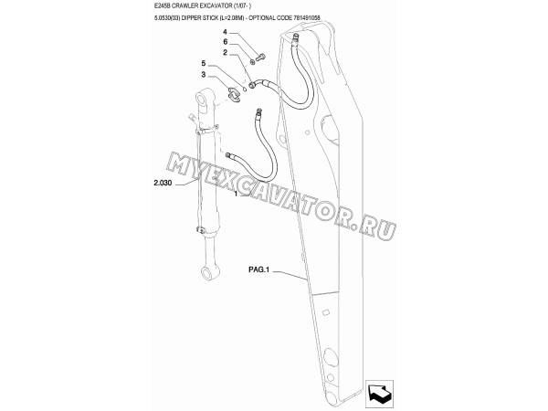 Рукоять/DIPPER STICK (L=2.08M) - OPTIONAL CODE 781491058 New Holland E245B