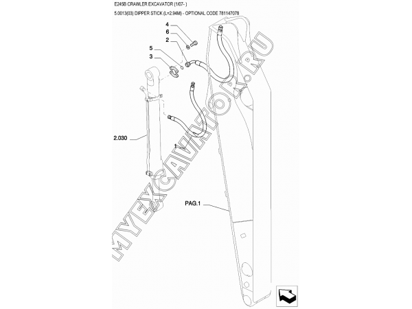 Рукоять/DIPPER STICK (L=2.94M) - OPTIONAL CODE 781147078 New Holland E245B
