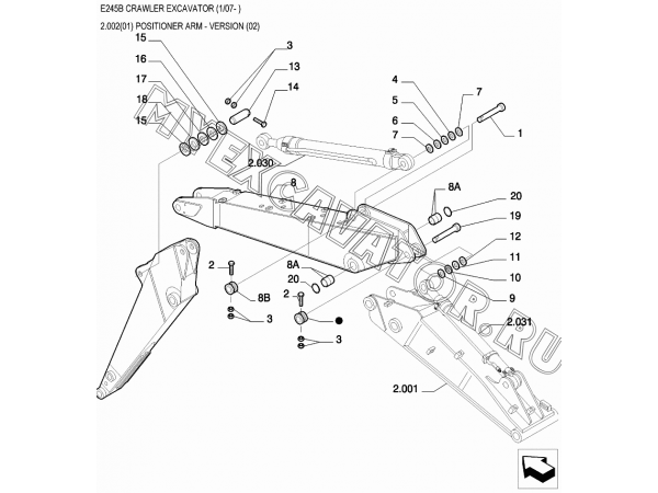 Рукоять/POSITIONER ARM - VERSION (02) New Holland E245B