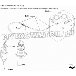 Гидросистема/ROTATION BUCKET PROVISION - OPTIONAL CODE 461250008 (01) - 461250018 (02) New Holland E245B