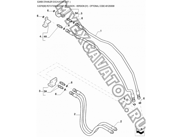 Гидросистема/ROTATION BUCKET PROVISION - VERSION (01) - OPTIONAL CODE 461250008 New Holland E245B