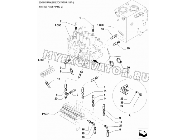 Трубопроводы управления/PILOT PIPING (2) New Holland E245B