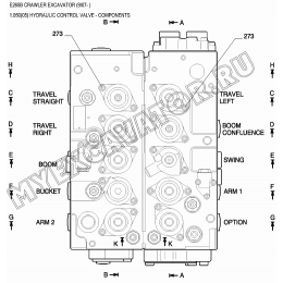 Гидрораспределитель/HYDRAULIC CONTROL VALVE - COMPONENTS New Holland E265B