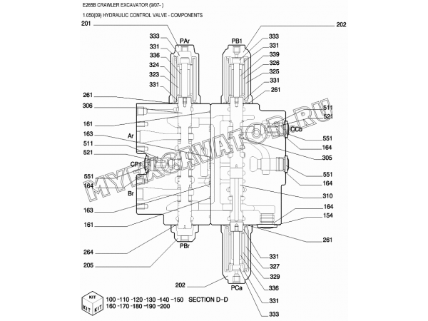 Гидрораспределитель/HYDRAULIC CONTROL VALVE - COMPONENTS New Holland E265B