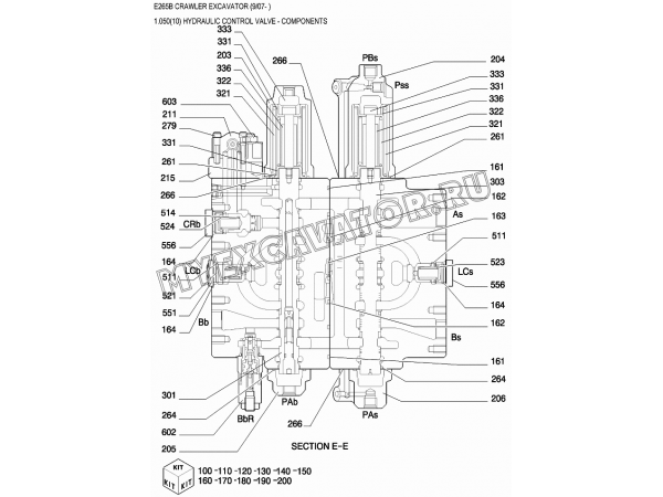 Гидрораспределитель/HYDRAULIC CONTROL VALVE - COMPONENTS New Holland E265B