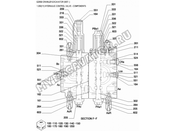Гидрораспределитель/HYDRAULIC CONTROL VALVE - COMPONENTS New Holland E265B Гидрораспределитель/HYDRAULIC CONTROL VALVE - COMPONENTS New Holland E265B