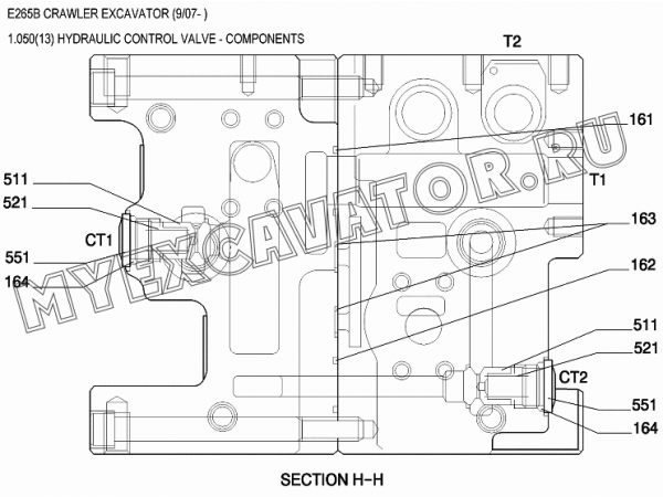 Гидрораспределитель/HYDRAULIC CONTROL VALVE - COMPONENTS New Holland E265B