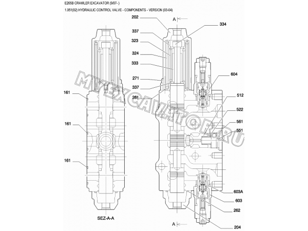 Гидрораспределитель/HYDRAULIC CONTROL VALVE - COMPONENTS - VERSION (03-04) New Holland E265B
