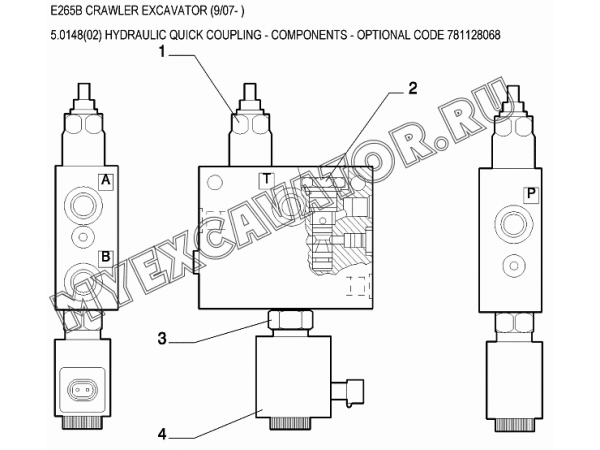 Гидросистема/HYDRAULIC QUICK COUPLING - COMPONENTS - OPTIONAL CODE 781128068 New Holland E265B