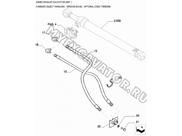 Гидросистема/OBJECT HANDLING - VERSION (03-04) - OPTIONAL CODE 718583598 New Holland E265B