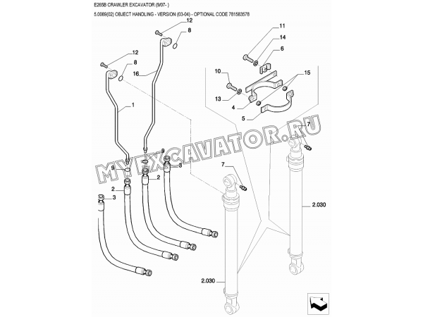Гидросистема/OBJECT HANDLING - VERSION (03-04) - OPTIONAL CODE 781583578 New Holland E265B
