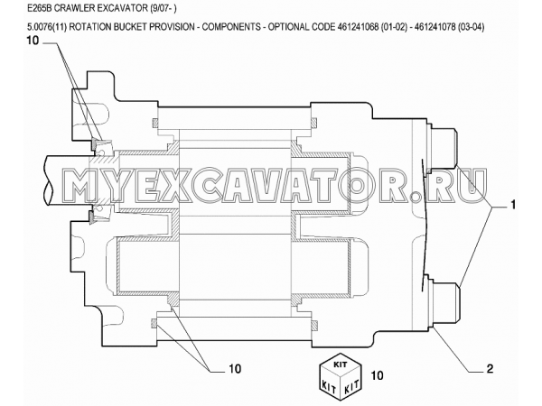 Гидросистема/ROTATION BUCKET PROVISION - COMPONENTS - OPTIONAL CODE 461241068 (01-02) - 461241078 (03-04) New Holland E265B