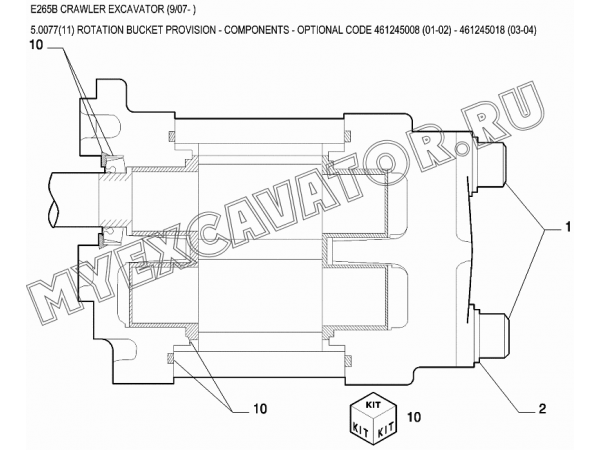 Гидросистема/ROTATION BUCKET PROVISION - COMPONENTS - OPTIONAL CODE 461245008 (01-02) - 461245018 (03-04) New Holland E265B