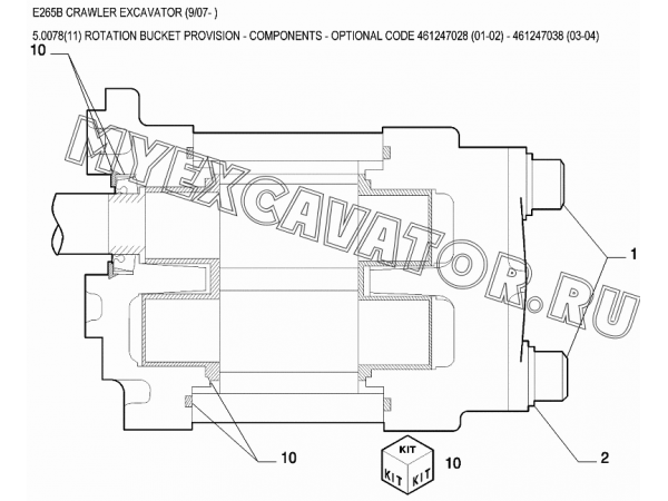 Гидросистема/ROTATION BUCKET PROVISION - COMPONENTS - OPTIONAL CODE 461247028 (01-02) - 461247038 (03-04) New Holland E265B