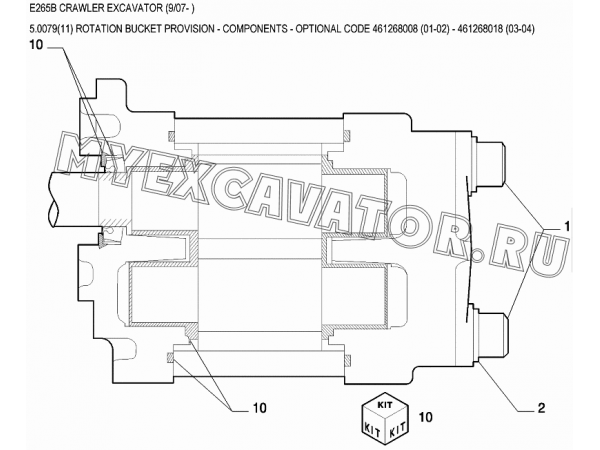 Гидросистема/ROTATION BUCKET PROVISION - COMPONENTS - OPTIONAL CODE 461268008 (01-02) - 461268018 (03-04) New Holland E265B