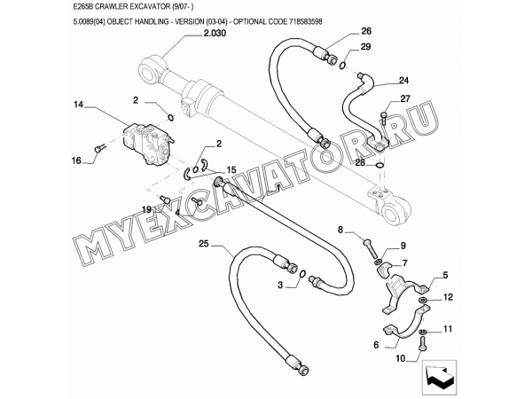 Гидросистема/OBJECT HANDLING - VERSION (03-04) - OPTIONAL CODE 718583598 New Holland E265B