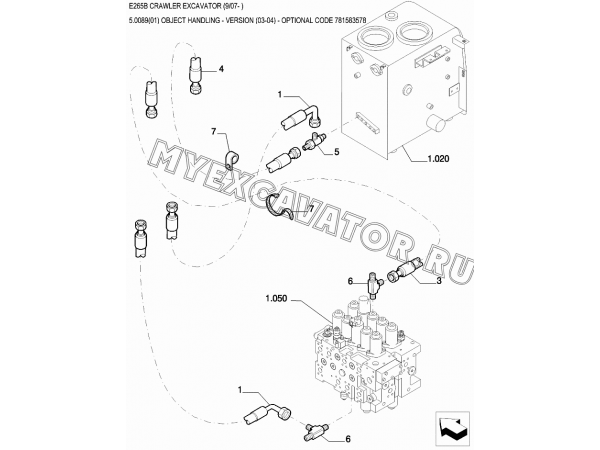Гидросистема/OBJECT HANDLING - VERSION (03-04) - OPTIONAL CODE 781583578 New Holland E265B