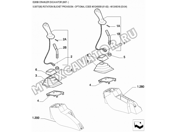 Гидросистема/ROTATION BUCKET PROVISION - OPTIONAL CODE 461245008 (01-02) - 461245018 (03-04) New Holland E265B