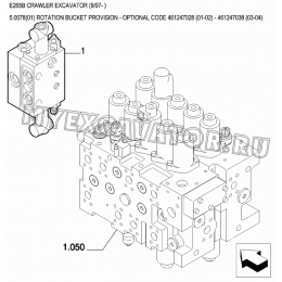 Гидросистема/ROTATION BUCKET PROVISION - OPTIONAL CODE 461247028 (01-02) - 461247038 (03-04) New Holland E265B