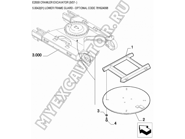 Защита рамы/LOWER FRAME GUARD - OPTIONAL CODE 781624098 New Holland E265B