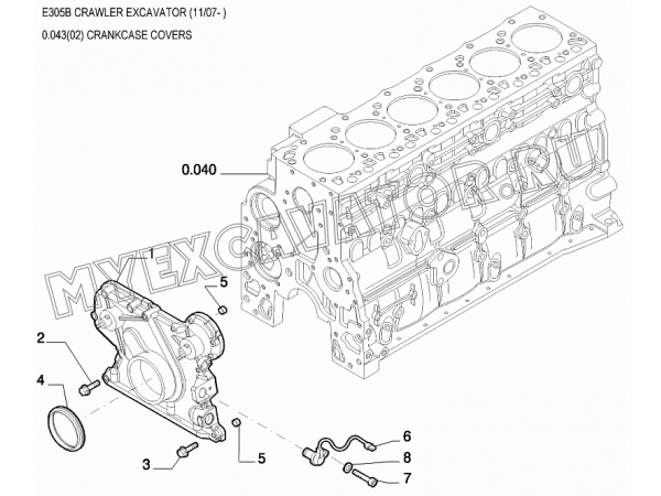 Крышки блока цилиндров/CRANKCASE COVERS New Holland E305B Крышки блока цилиндров/CRANKCASE COVERS New Holland E305B