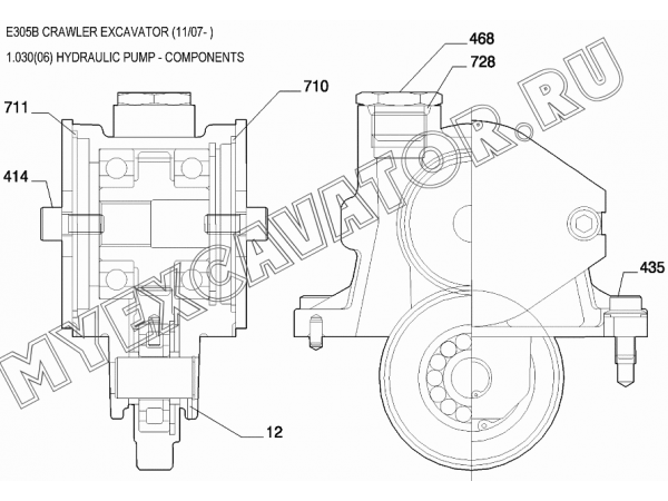 Насос гидравлический/HYDRAULIC PUMP - COMPONENTS New Holland E305B Насос гидравлический/HYDRAULIC PUMP - COMPONENTS New Holland E305B