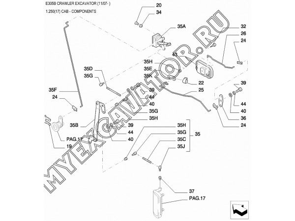 Детали кабины/CAB - COMPONENTS New Holland E305B