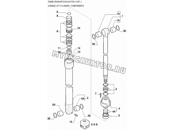 Гидроцилиндр/LIFT CYLINDER - COMPONENTS New Holland E305B