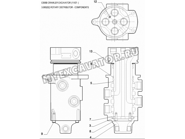Коллектор центральный/ROTARY DISTRIBUTOR - COMPONENTS New Holland E305B