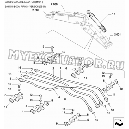 Трубопроводы стрелы/BOOM PIPING - VERSION (03-04) New Holland E305B